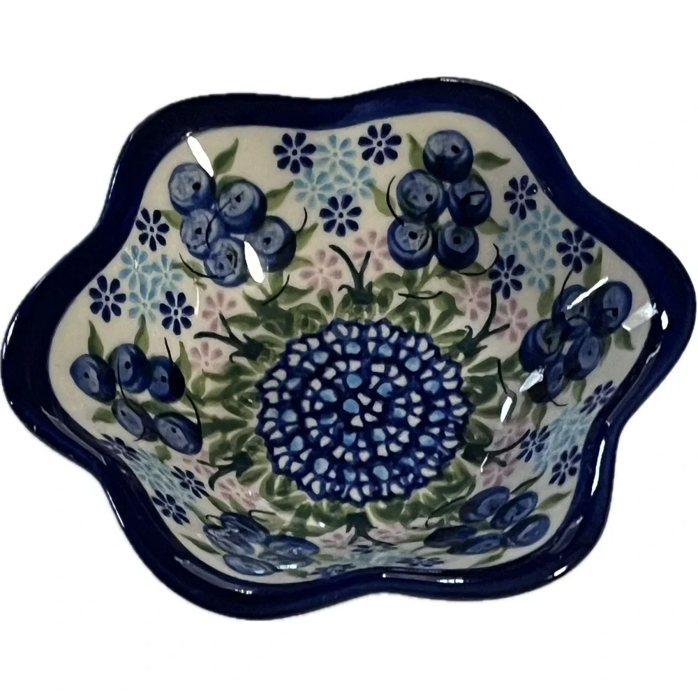 Ceramika Kalich Polish Pottery Bowl Blueberry Boleslawiec signed numbered JuliaD
